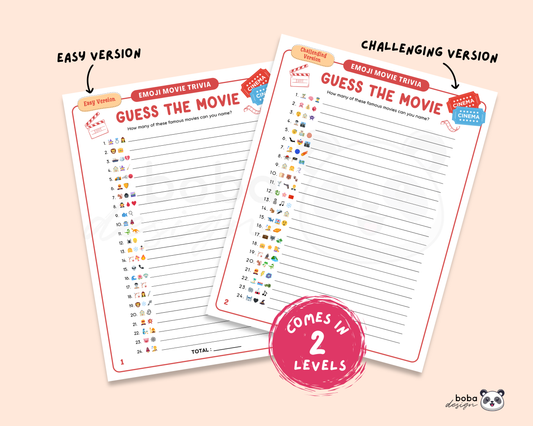 Guess the Movie Emoji Trivia Game - Printable