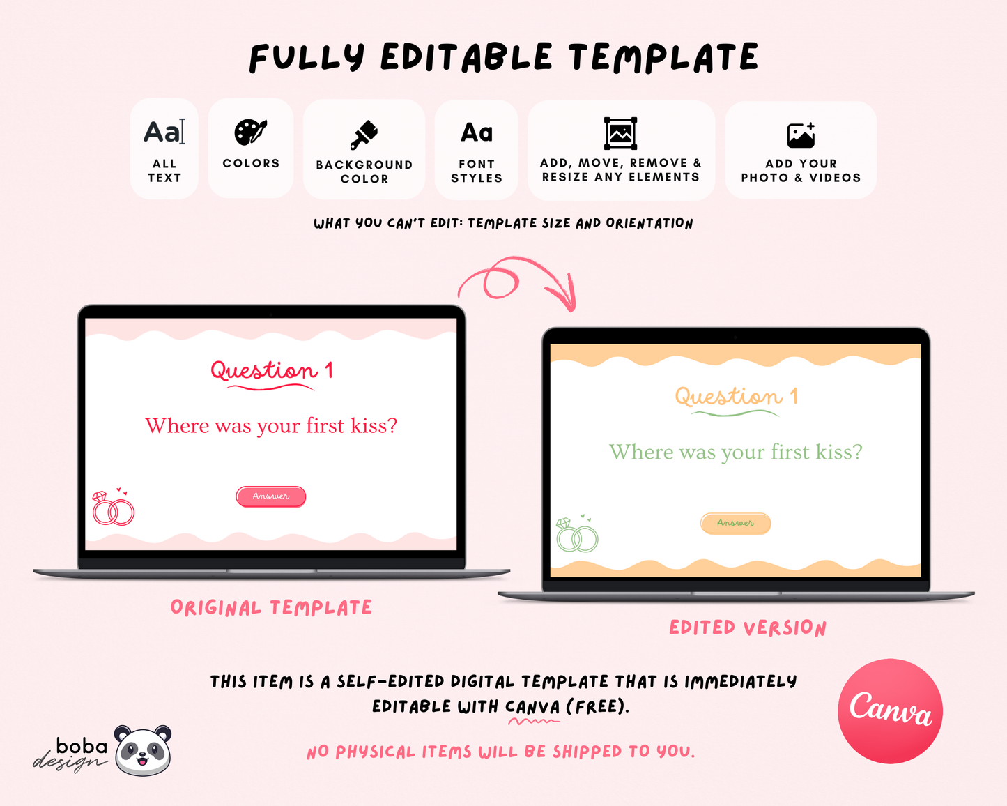Pink What Did the Groom Say – Bachelorette Game (Editable Canva Template)