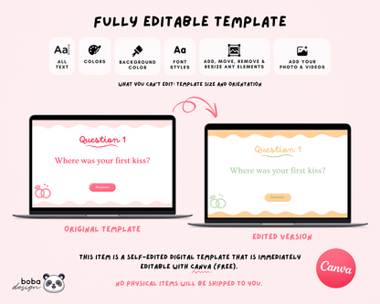 Pink What Did the Groom Say – Bachelorette Game (Editable Canva Template)