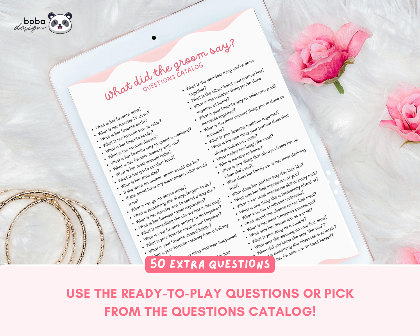 Pink What Did the Groom Say – Bachelorette Game (Editable Canva Template)