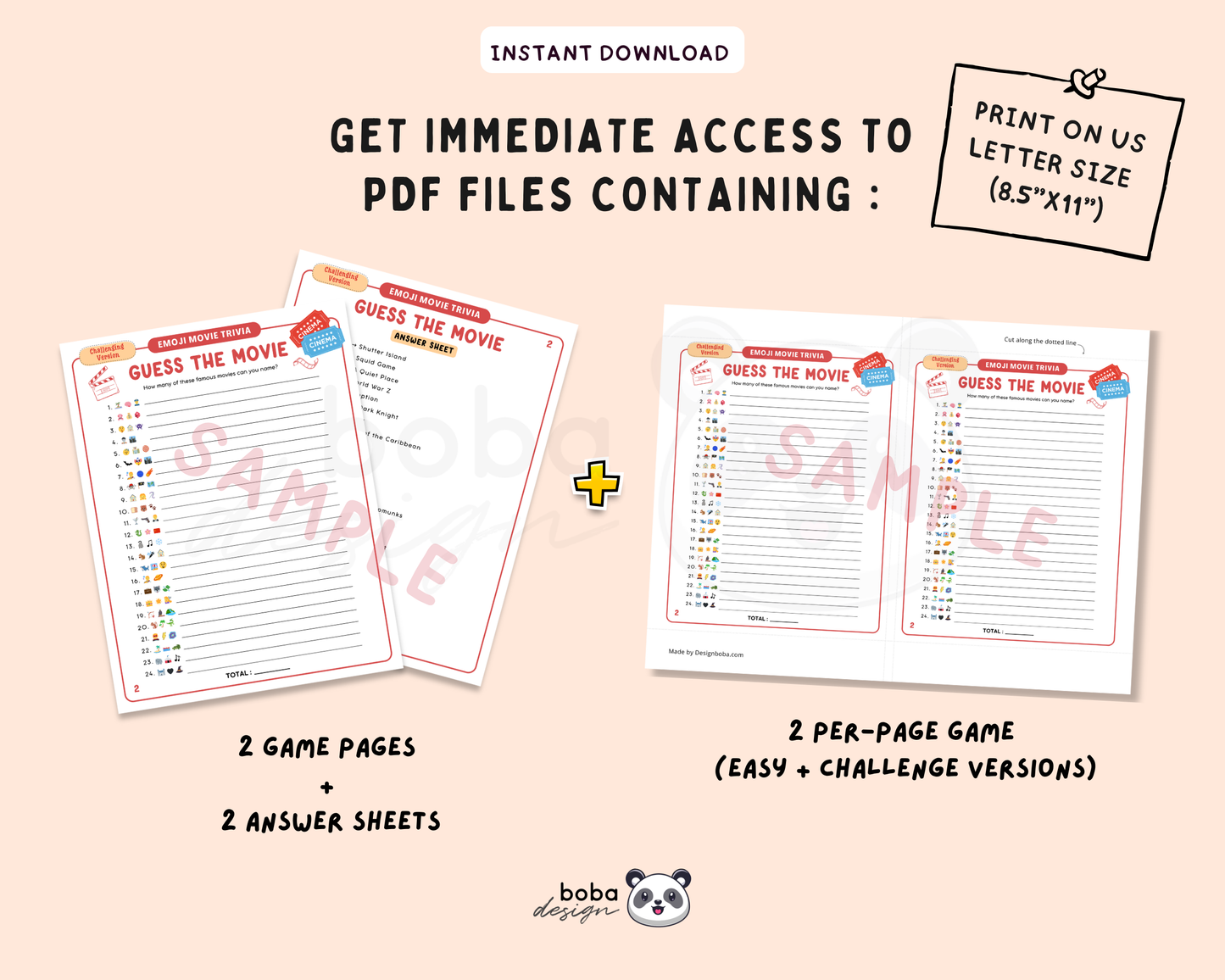 Guess the Movie Emoji Trivia Game - Printable