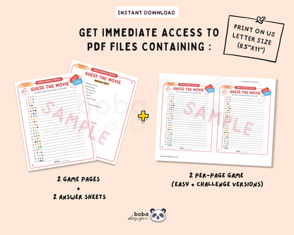 Guess the Movie Emoji Trivia Game - Printable