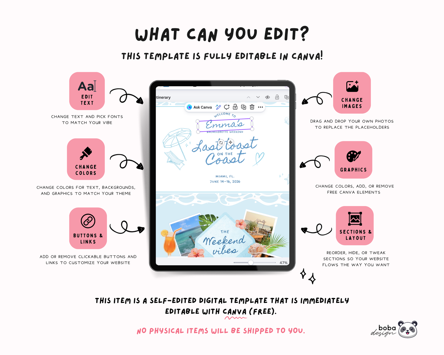 Last Toast on the Coast Bachelorette Itinerary Template Website