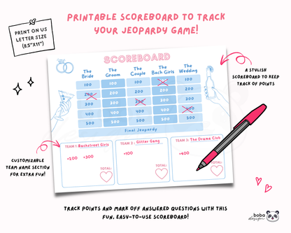 Blue Coastal Cowgirl Bachelorette Jeopardy Game