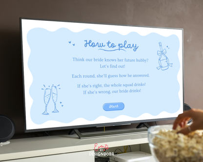 Blue What Did the Groom Say – Bachelorette Game (Editable Canva Template)