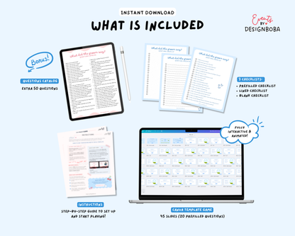 Blue What Did the Groom Say – Bachelorette Game (Editable Canva Template)