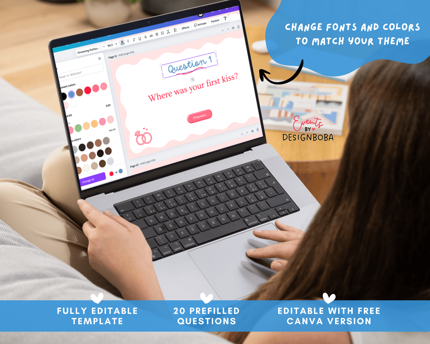 Blue What Did the Groom Say – Bachelorette Game (Editable Canva Template)
