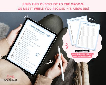 Blue What Did the Groom Say – Bachelorette Game (Editable Canva Template)