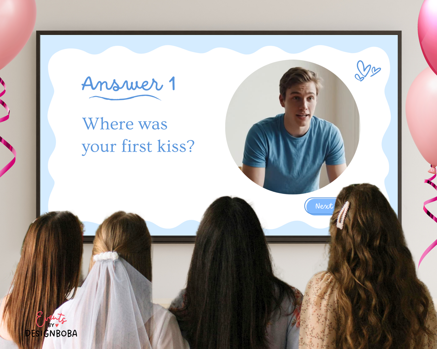 Blue What Did the Groom Say – Bachelorette Game (Editable Canva Template)