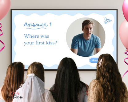 Blue What Did the Groom Say – Bachelorette Game (Editable Canva Template)