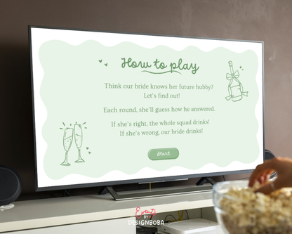 Green What Did the Groom Say – Bachelorette Game (Editable Canva Template)