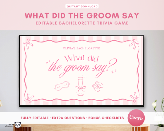 Pink PJs and Prosecco What Did the Groom Say Game