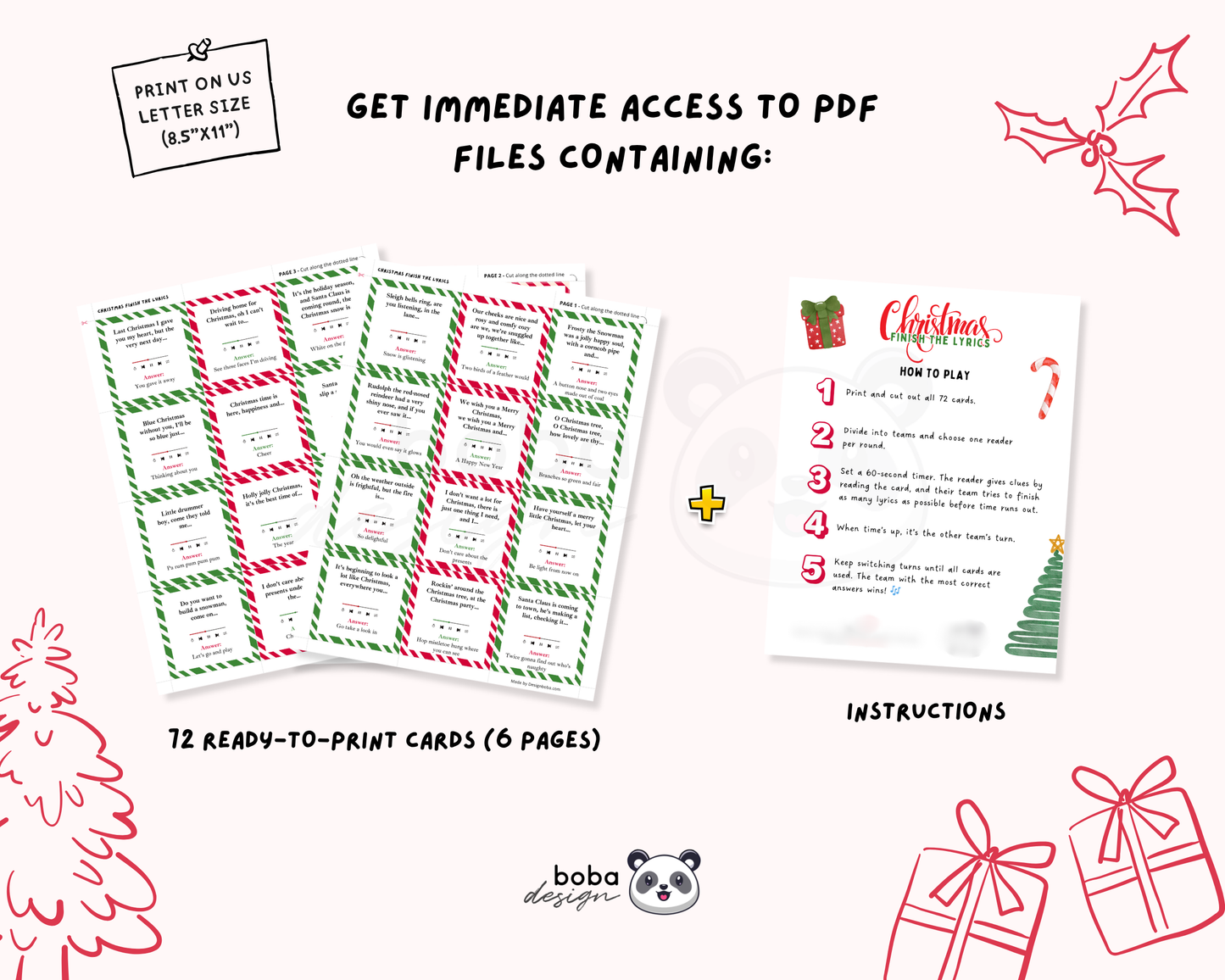 Finish the lyrics Game - Christmas Carol Trivia (Printable)