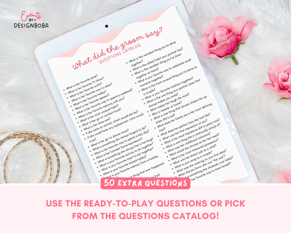 Green What Did the Groom Say – Bachelorette Game (Editable Canva Template)