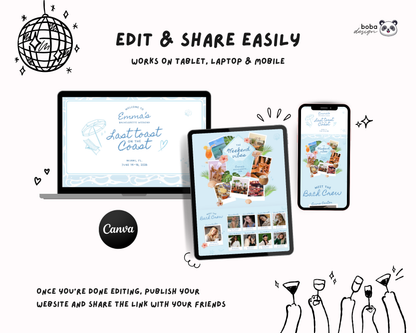 Last Toast on the Coast Bachelorette Itinerary Template Website
