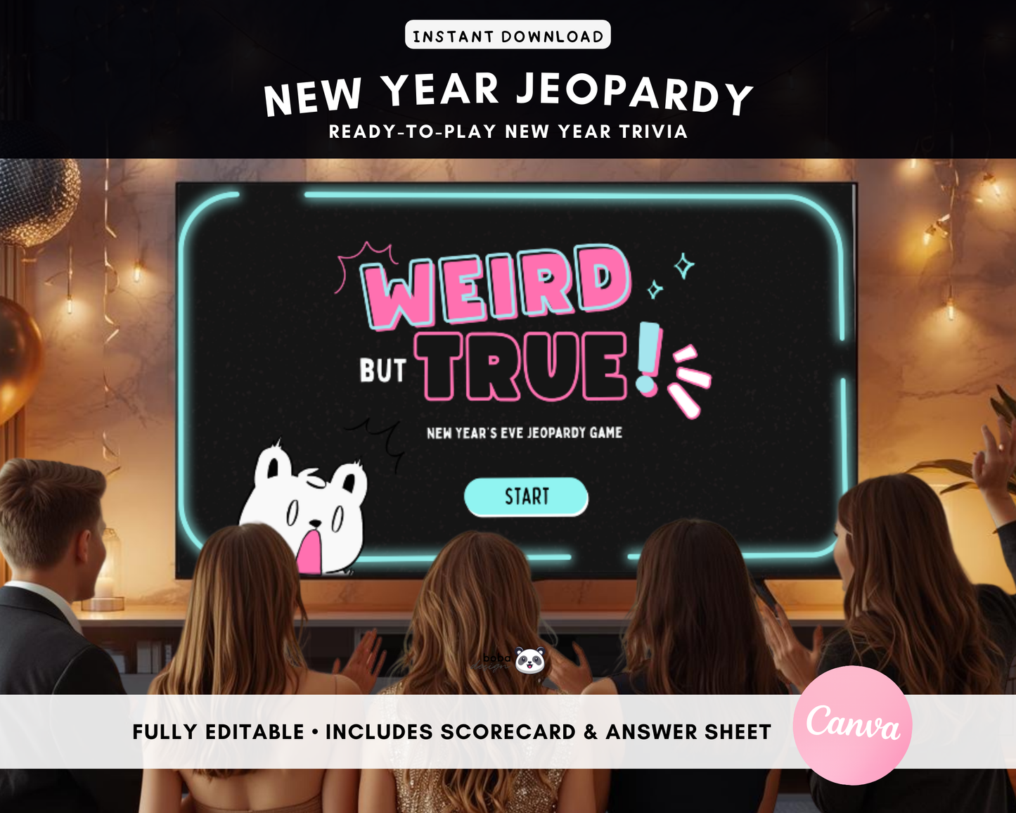 Weird but True Trivia Game - New Year’s Eve Jeopardy Game