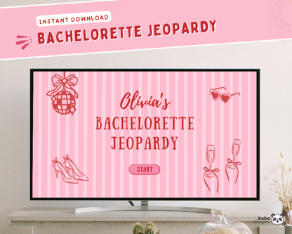 Pinky Stripes Bachelorette Jeopardy Game - Pink and Red