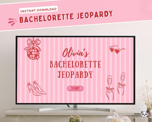 Pinky Stripes Bachelorette Jeopardy Game - Pink and Red
