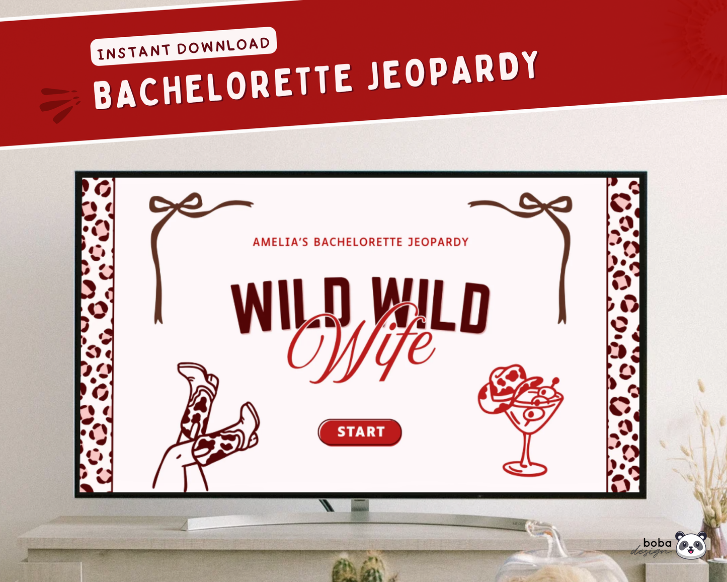 Wild Wild Wife Bachelorette Jeopardy Game - Western Cowgirl Theme