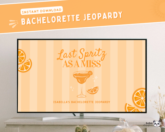 Last Spritz as a Miss Bachelorette Jeopardy Game