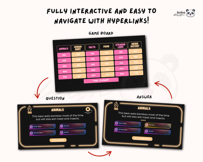 Weird but True Trivia Game - Gold Theme Jeopardy Game
