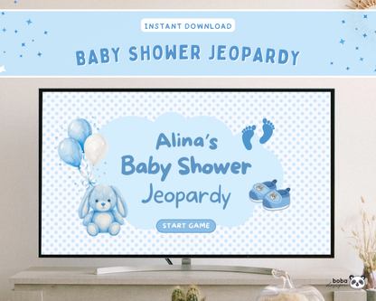 Blue Baby Shower Jeopardy Game - Baby Trivia Game