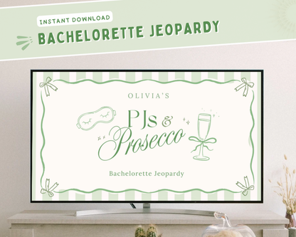 Green PJs and Prosecco Bachelorette Jeopardy Game