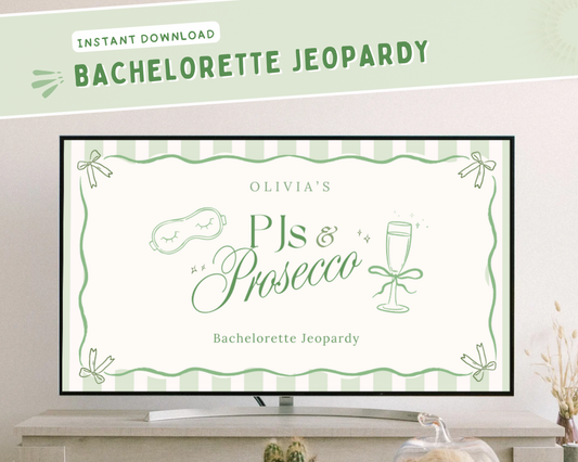 Green PJs and Prosecco Bachelorette Jeopardy Game
