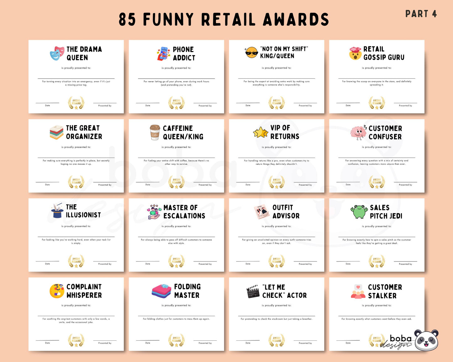 85 Funny Retail Employee Awards - Printable Appreciation Awards