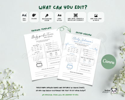 Editable Baby Shower Games – Minimalist and Gender Neutral Printable Bundle