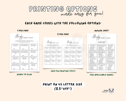 Editable Baby Shower Games – Minimalist and Gender Neutral Printable Bundle