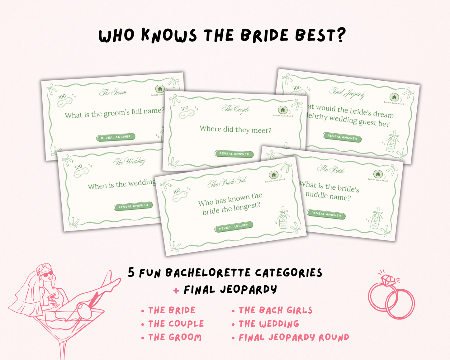 Green PJs and Prosecco Bachelorette Jeopardy Game