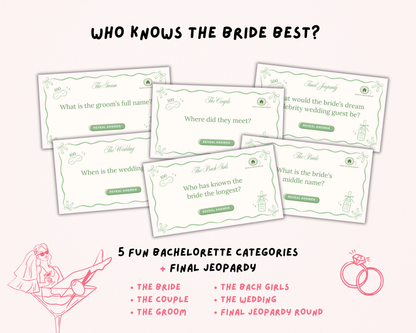 Green PJs and Prosecco Bachelorette Jeopardy Game