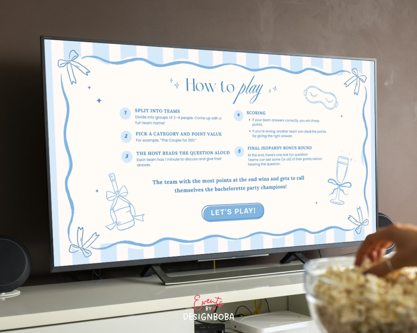 Blue PJs and Prosecco Bachelorette Jeopardy Game