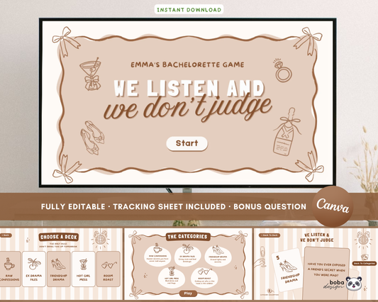 Brown We Listen and we Don't Judge Bachelorette Game