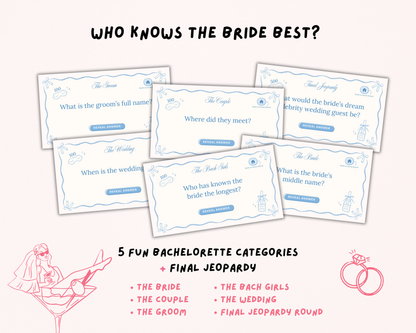 Blue PJs and Prosecco Bachelorette Jeopardy Game