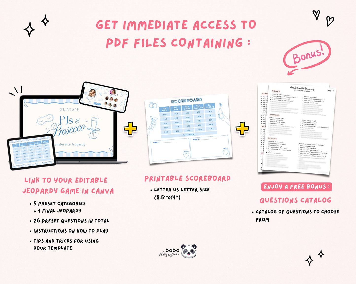 Blue PJs and Prosecco Bachelorette Jeopardy Game