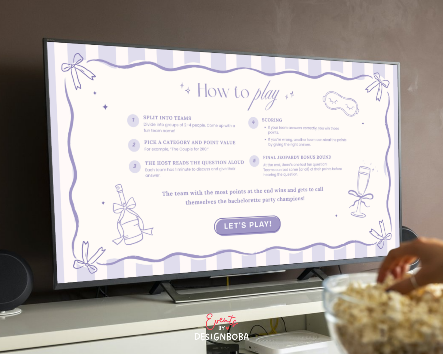 Lavender PJs and Prosecco Bachelorette Jeopardy Game