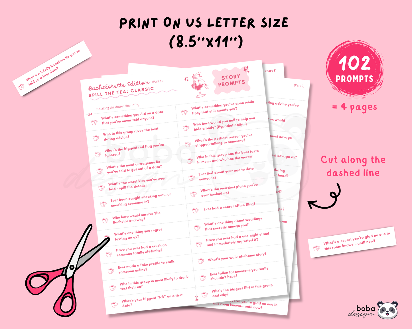 Spill the Tea - Viral TikTok Party Game, Girls Night Confession Cards (Printable)