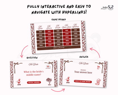 Wild Wild Wife Bachelorette Jeopardy Game - Western Cowgirl Theme