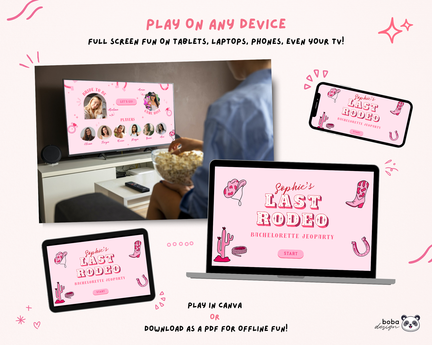 Last Rodeo – Bachelorette Jeopardy Game (Canva Template)