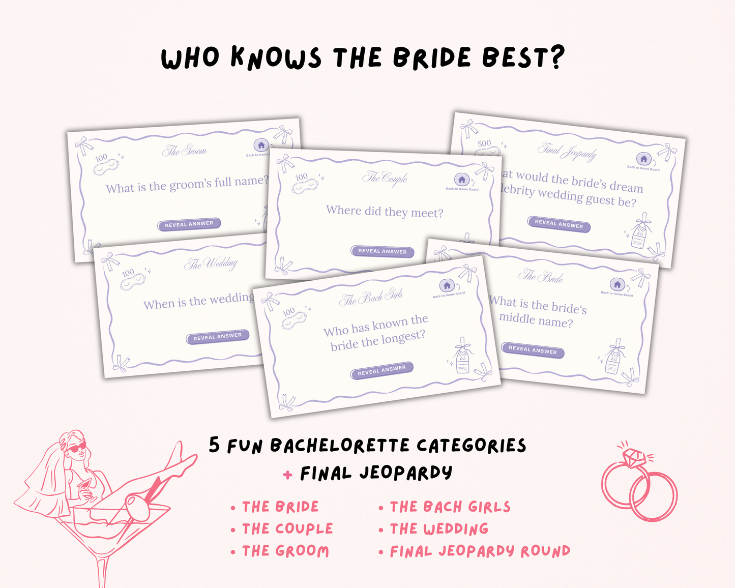 Lavender PJs and Prosecco Bachelorette Jeopardy Game