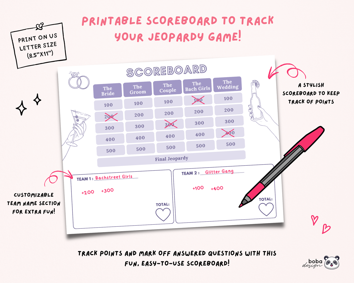 Lavender PJs and Prosecco Bachelorette Jeopardy Game