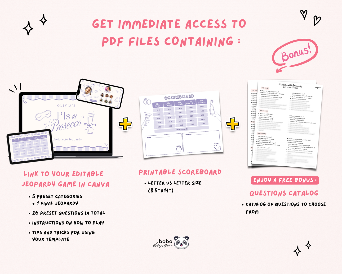 Lavender PJs and Prosecco Bachelorette Jeopardy Game