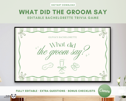 Green PJs and Prosecco What Did the Groom Say Game