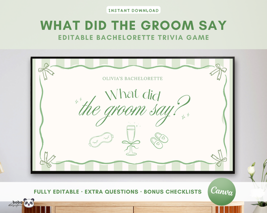 Green PJs and Prosecco What Did the Groom Say Game