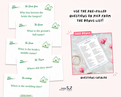 Green Camp Bachelorette Jeopardy Game (Canva Template)