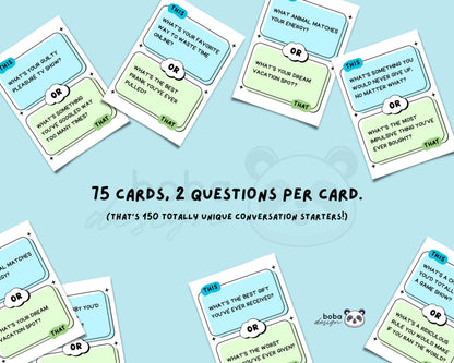 75 This or That Icebreaker Game Cards - Printable Team Building and Office Game Cards