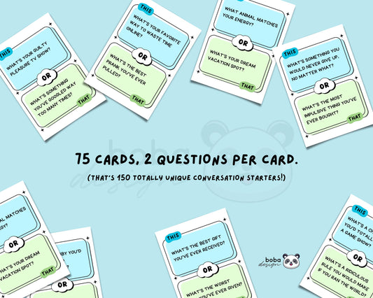 75 This or That Icebreaker Game Cards - Printable Team Building and Office Game Cards