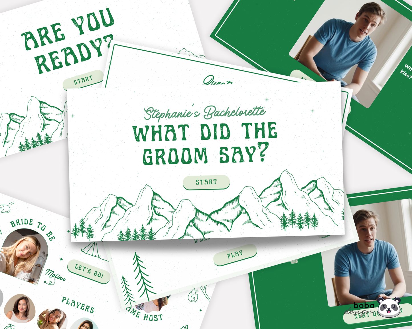Camp Bach What Did the Groom Say – Bachelorette Game (Editable Canva Template)